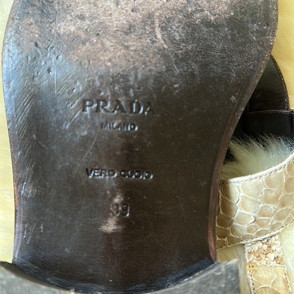 Prada Snakeskin Leather Buckle Sandals - Picture 9 of 9
